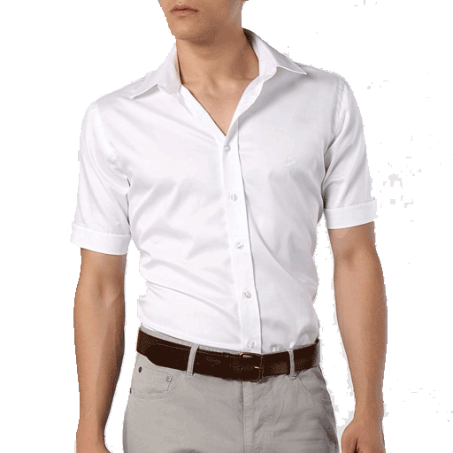 Kısa Kol Beyaz ERKEK Gömlek - Öne A5 Logo ve Yazı  Baskı
